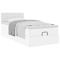 Ottoman bed met matrassen 200x200cm kunstleer wit - thumbnail