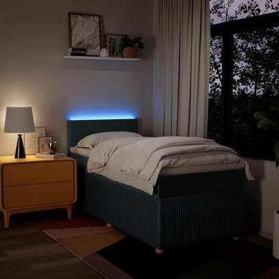 Boxspring met matras stof blauw 100x200 cm - thumbnail