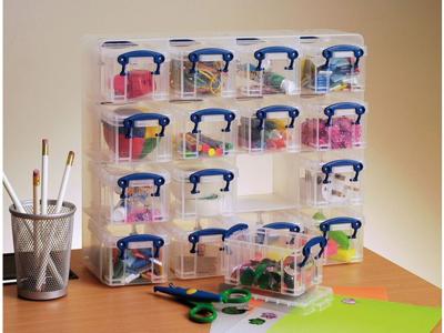 Really Useful Box muurkubus met 16 opbergdozen van 0,3 liter, transparant Really Useful Box muurkubus met 16 opbergdozen van 0,3 liter, transparant