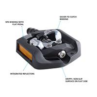 SHIMANO pedaalset click&apos;r t421 platform + enkelzijdig spd met sm-sh56 plaatjes zwart - thumbnail