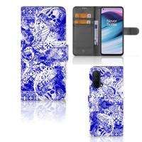 Telefoonhoesje met Naam OnePlus Nord CE 5G Angel Skull Blauw - thumbnail