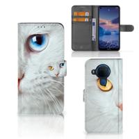 Nokia 5.4 | Telefoonhoesje | Met pasjeshouder | Witte Kat - thumbnail