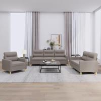 3-delige Loungeset met kussens stof taupe - thumbnail