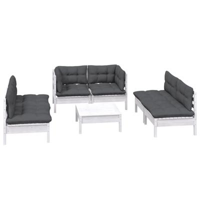 7-delige Loungeset met kussens massief grenenhout - thumbnail