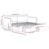 Slaapbank met onderschuifbed en lades 100x200 cm stof taupe - thumbnail