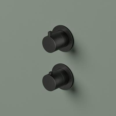 Inbouw Thermostaat - Afbouwdeel Hotbath Ace Met 2-Weg Stop-Omstel Geborsteld Zwart PVD