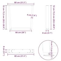 Eettafelpoten 2 st V-vormig 80x(72-73,3) cm staal antraciet - thumbnail