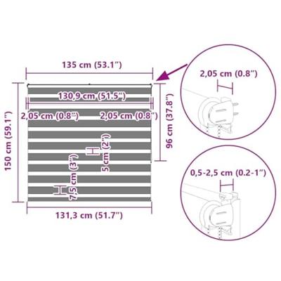 Zebra rolgordijn 135x150 cm stofbreedte 130,9cm polyester wit