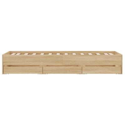 Bedframe met lades bewerkt hout sonoma eikenkleurig 75x190 cm