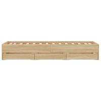 Bedframe met lades bewerkt hout sonoma eikenkleurig 75x190 cm - thumbnail