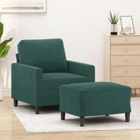 Fauteuil met voetenbank 60 cm fluweel donkergroen - thumbnail