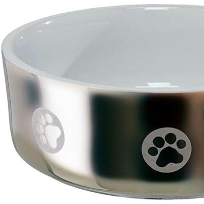 TRIXIE VOERBAK POOT KERAMIEK ZILVER / WIT 12X12 CM 300 ML 4 ST TRIXIE VOERBAK POOT KERAMIEK ZILVER / WIT 12X12 CM 300 ML 4 ST