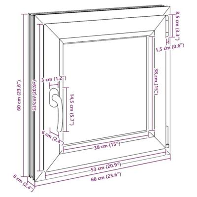 Kelderraam "RISOR" draaikiep draaikiephoek DIN rechts antraciet