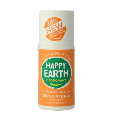Happy Earth Pure deo roll-on rose petitgrain 75 Milliliter