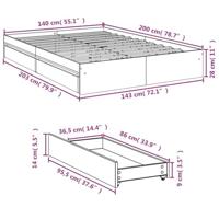 Bedframe met lades bewerkt hout grijs sonoma eiken 140x200 cm - thumbnail