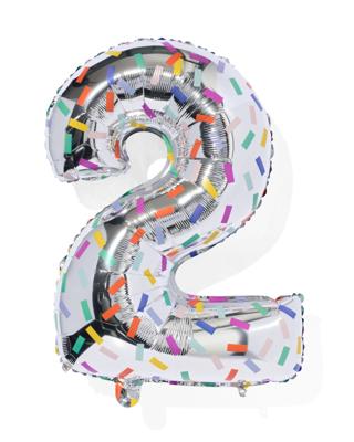 HEMA Folieballon cijfer 2 confetti XL