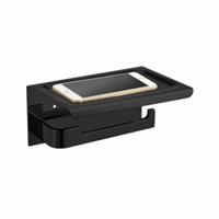 Toiletrolhouder met Telefoonplankje Best Design 18x12 cm Mat Zwart (zonder telefoon) - thumbnail