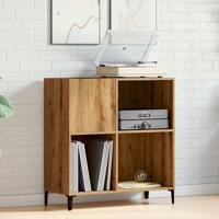 Platenkast 84,5x38x89 cm bewerkt hout artisanaal eikenkleur - thumbnail