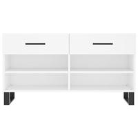 Schoenenbank 102x35x55 cm bewerkt hout wit - thumbnail