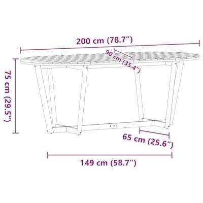 Tuintafel ovaal 200x90x75 cm massief acaciahout Tuintafel ovaal 200x90x75 cm massief acaciahout