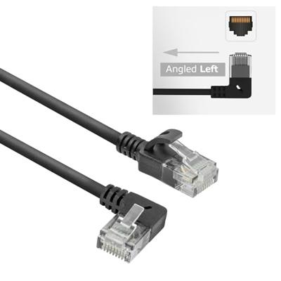 ACT Zwarte 1 meter U/UTP CAT6A LSZH slimline patchkabel met RJ45 connectoren. recht naar 90° haaks - thumbnail