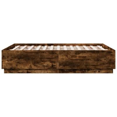 Bedframe met LED-verlichting gerookt eikenkleurig 120x190 cm