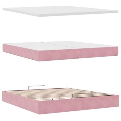 Ottoman bed met matras 200x200 cm fluweel roze