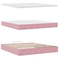 Ottoman bed met matras 200x200 cm fluweel roze - thumbnail