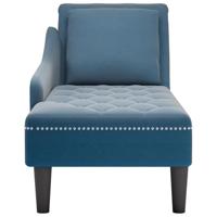 Chaise longue met kussen en rechterarmleuning fluweel blauw - thumbnail