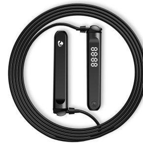 SmartLife Buitensport | Springtouw | Bluetooth® | Dual Hall sensor | LED-Scherm | PVC | 3.00 m | Snoerloze Ballen / Tasje | Zwart