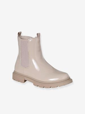 Laklaarzen met rits en elastiek meisjes ecru Laklaarzen met rits en elastiek meisjes ecru