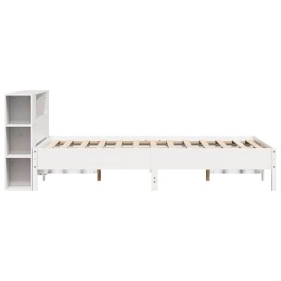 Bed met boekenkast zonder matras grenenhout wit 135x190 cm