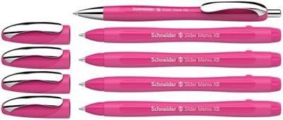 Schneider Schreibgeräte Etui 4x Memo + 1x Rave power pink 150265 Balpen Kleur inkt: Blauw 5 stuk(s)
