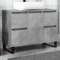 Badkamerkast 80x33x60 cm bewerkt hout betongrijs - thumbnail