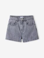 Kinder short van katoenen jeans denimgrijs - thumbnail