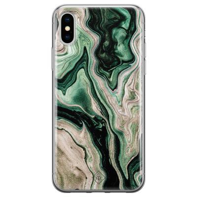 iPhone XS Max siliconen hoesje - Green waves