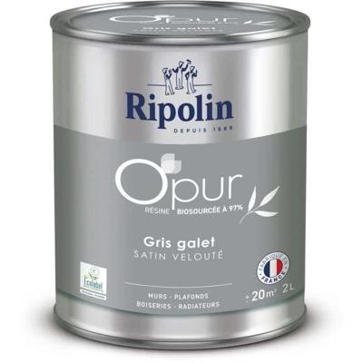 O'PUR verf voor muren, houtwerk & radiatoren - RIPOLIN - 472824 - Kiezelgrijs - Fluweel satijn - 2 L