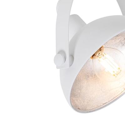 QAZQA Industriële plafondlamp wit met zilver 2-lichts verstelbaar -