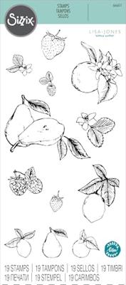Sizzix • clear stamp set botanical fruit 19pcs