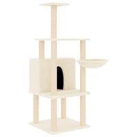 VidaXL Kattenmeubel met sisal krabpalen 132 cm crèmekleurig - thumbnail