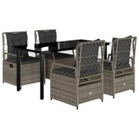5-delige Tuinset met kussens poly rattan grijs - thumbnail