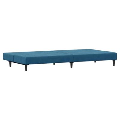 Slaapbank 2-zits met voetenbank fluweel blauw