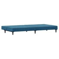 Slaapbank 2-zits met voetenbank fluweel blauw - thumbnail