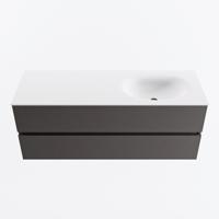 MONDIAZ VICA 130cm badmeubel onderkast Dark Grey 2 lades. Wastafel MOON rechts 1 kraangat, kleur Talc. - thumbnail