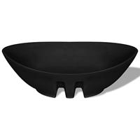 Wastafel met overloop zwart ovaal keramiek 59 x 38,5 cm - thumbnail