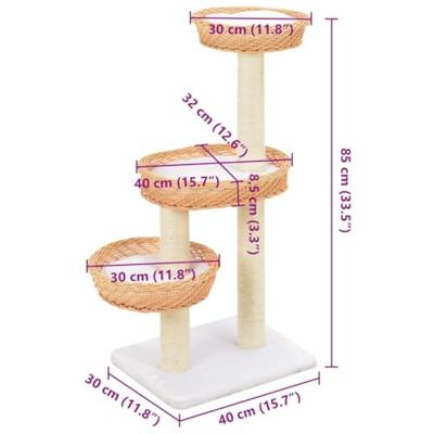 VidaXL Kattenkrabpaal met sisal krabpaal natuurlijk wilgenhout
