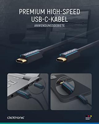 goobay Clicktronic USB-C stekker naar USB-C stekker Premium kabel/USB 3.2 Gen 1 / Type C snellaadkabel tot 15W / max. overdrachtssnelheid 5 Gbit/s/USB C datakabel voor USB-apparaten, 2m