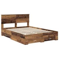 Bedframe met hoofdeinde Oudhout 140 x 190 cm Bewerkt hout - thumbnail