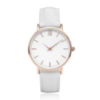 LGT JWLS Dameshorloge met Echt Leren Band - Metalen Behuizing in Roségoud, Kleur Band: Wit - thumbnail