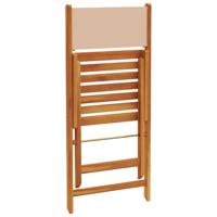 Tuinstoelen 8 st inklapbaar stof en massief hout beige - thumbnail